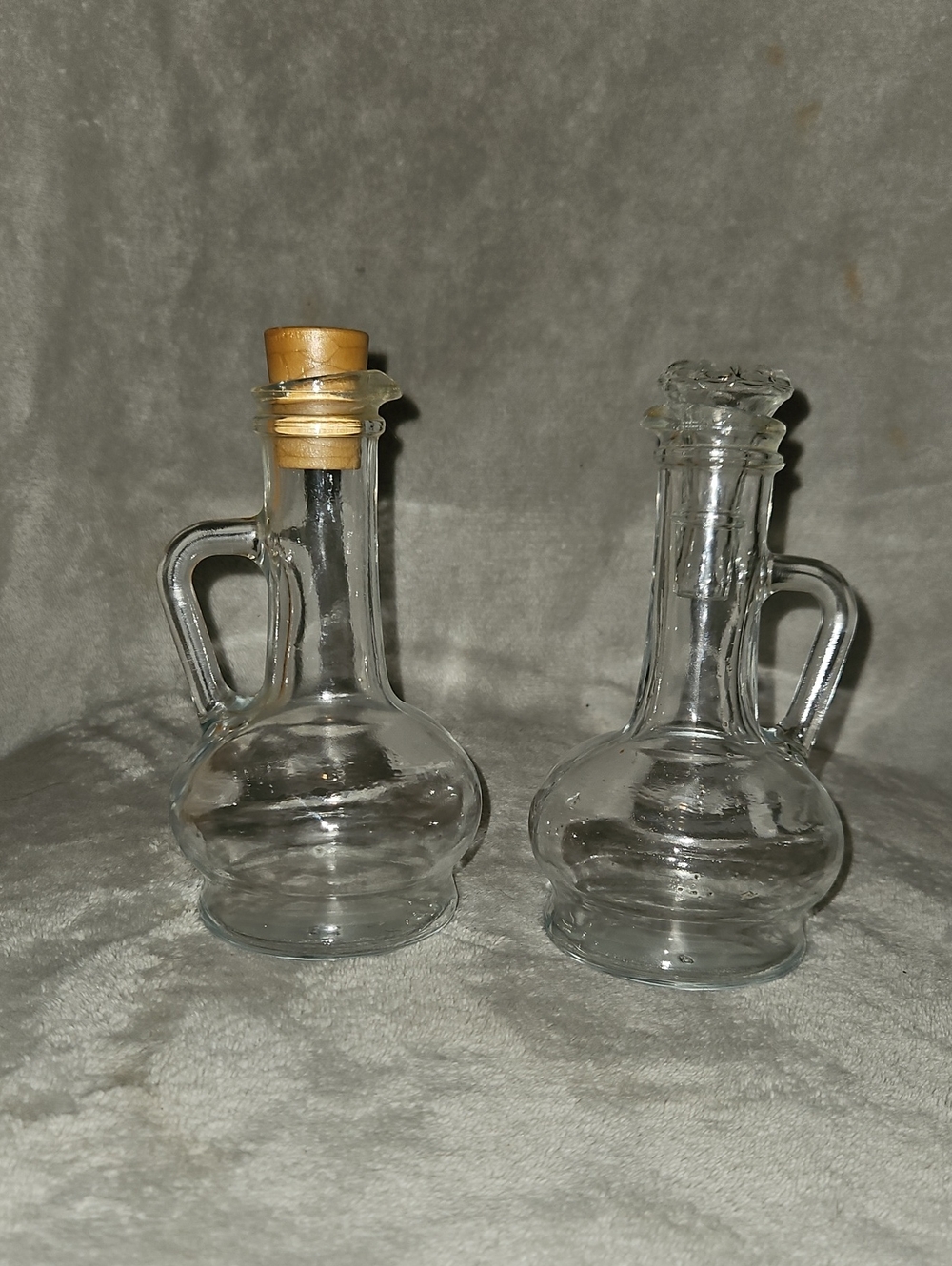 Clear Glass Cruet Bottle with Cork - Set of 2